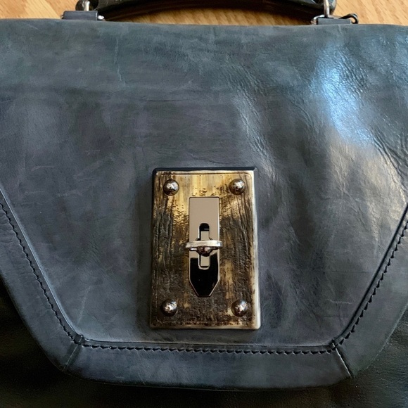 $680 RARE Joy Gryson Leather Grey Black Shoulder Bag Purse  Joy Gryson RARE Grey Black Leather Handmade Bag